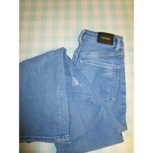 Express Jeans Distressed high rise, curvy boot cut, size 0R
